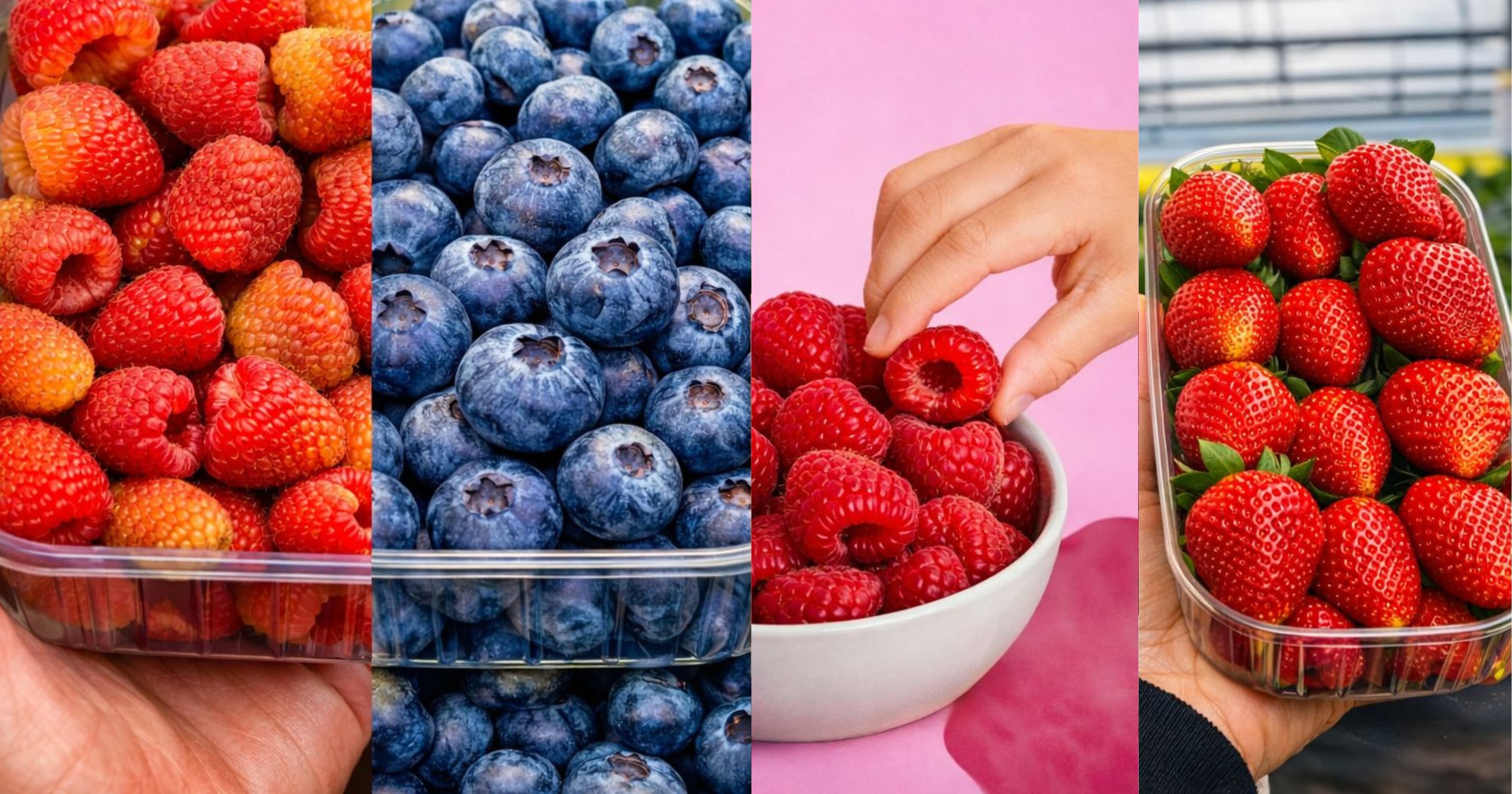 Fresh raspberries on the vine